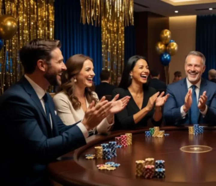 Hosté si užívají pokerový večer během firemní kasinové párty