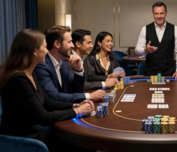 Průběh rekreačního pokerového turnaje během tematického kasinového večera